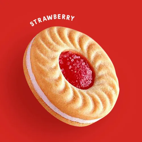 Vista 3 de Dewberry Thai Premium - Galletas de sándwich con sabor a crema y fresa Peso neto 1.27 oz. X 3 bolsas