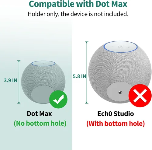 Vista 3 de PlusAcc Soporte de pared para Dot Max y Dot 5, estante transparente resistente para Homepod Mini, soporte de soporte de ahorro de espacio, gestión
