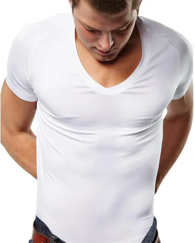 Vista 3 de Mr. Davis - Camiseta interior de bambú con cuello en V para hombre, 4