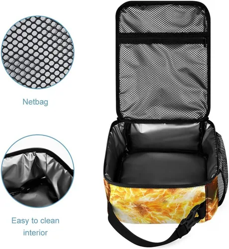 Vista 5 de Fiambrera de fútbol – Bolsa de almuerzo de fútbol reutilizable para mujeres, hombres y niños – Pequeña lonchera portátil plegable aislada