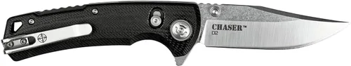 Vista 3 de Elite Tactical - Cuchillo plegable manual con D.L.M. - Chaser - Hoja de punta de clip con acabado satinado, acero D2, pivote de rodamiento de bolas
