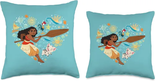 Vista 3 de Disney Princess Moana HEI Pua Collage - Almohada de corazón, 16 x 16 pulgadas, multicolor