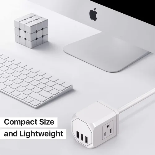 Vista 5 de LAX Gadgets Extensor de toma de corriente múltiple y protector de sobretensiones – Regleta de alimentación de 5 pies – Adecuado para uso