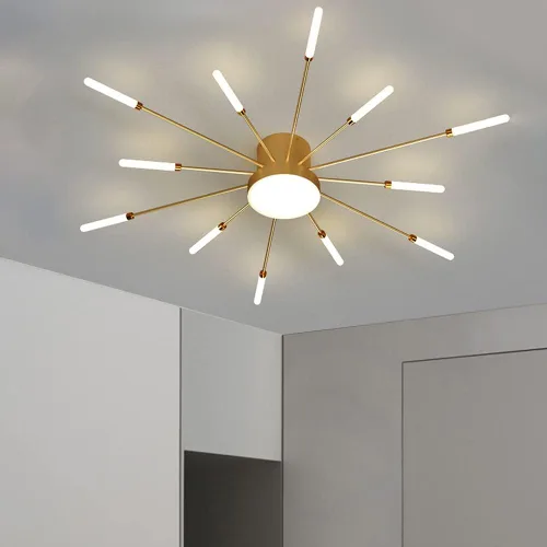 Vista 5 de Lámpara de techo LED de 32 pulgadas, 12 luces de techo modernas, lámpara de techo empotrada, iluminación de interior dorada para sala de estar