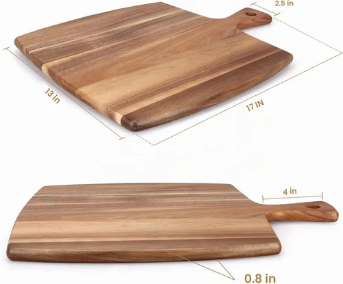 Vista 2 de Tabla de cortar grande de madera de acacia de 17 x 13 pulgadas con asa, tablas de madera grande para charcutería, bloque de carnicero, tablas