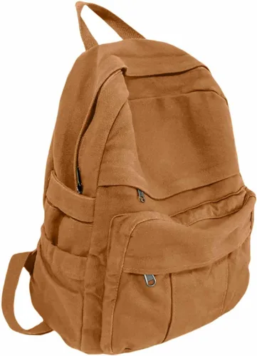 Vista 11 de Mochila de lona para mujer, mochila estética retro, mochila básica para estudiantes de secundaria/universidad, bolsa de viaje para laptop, Negro
