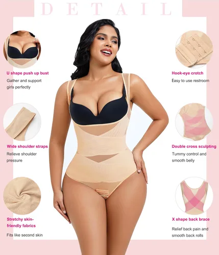 Vista 3 de Nebility Body moldeador de tanga para mujer, con control de abdomen, moldeador de cuerpo, faja, sin costuras, corsé para entrenamiento de cintura