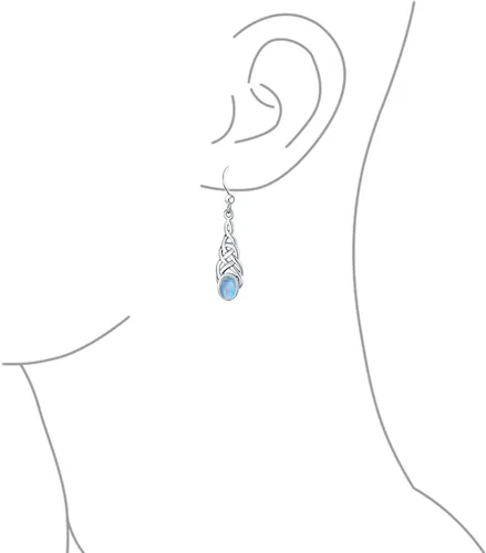 Vista 2 de Pendientes colgantes de topacio azul púrpura amatista piedra lunar oval amor irlandés nudo celta para mujeres adolescentes .925 plata esterlina
