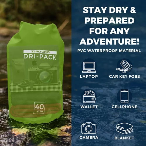 Vista 6 de Zero Grid Bolsa seca impermeable – La bolsa de secado flotante se mantiene seca tamaños de 10L/20L/30L/40L para mochileros, kayak, canotaje