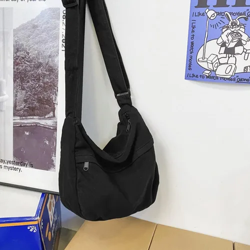 Vista 2 de Bolso de lona para mujeres y hombres, bolsos unisex para mujer, bolsos cruzados, bolso de hombro Hobo para adolescentes y niñas