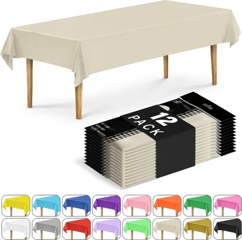 Vista 57 de 2 Manteles rectangulares de plástico libres de BPA, 54 x 108 pulgadas, mantel de mesa para comedor, mantel rectangular para fiestas, picnic