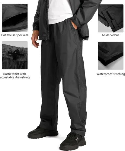 Vista 4 de V VALANCH Ropa de lluvia para hombre con bolsillo reflectante en el pecho y pantalones impermeables