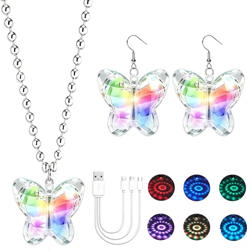 Vista 7 de RAHAN Pendientes LED Bola Disco 16 Colores Luz, Luz Recargable Proyectando Iluminar Multi