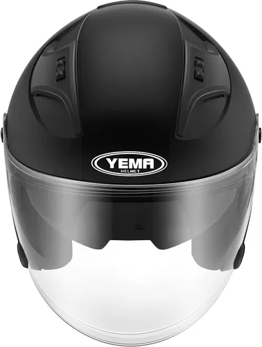 Vista 4 de Casco abierto para motocicleta, YEMA YM-637 aprobado por DOT, medio casco 3/4 con visera solar para adultos, hombres y mujeres