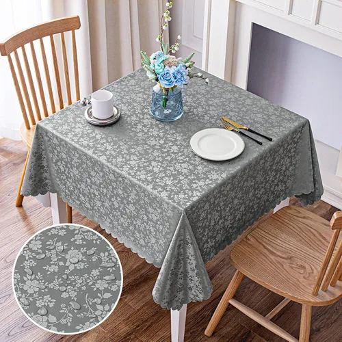 Vista 72 de Smiry Mantel cuadrado, mantel de vinilo resistente al agua, lavable, para cocina y comedor (azul bebé, 54 x 54 pulgadas)