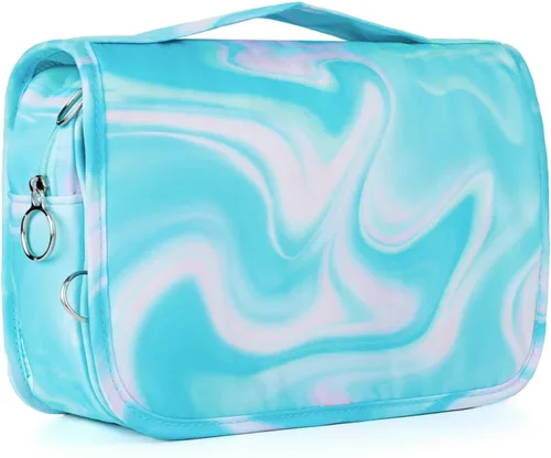 Vista 11 de Bolsa de aseo colgante de tie dye para niñas, bolsa de aseo de viaje para adolescentes, impermeable, para maquillaje y artículos de tocador, bolsa