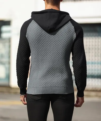 Vista 3 de Zaitun - Sudadera de punto con capucha para hombre, de manga larga, color liso, suéter con capucha