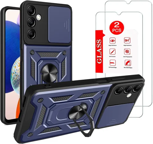 Vista 9 de Funda para Samsung Galaxy A14 5G con [2 unidades] protector de pantalla, para Galaxy A14 4G, funda protectora de doble capa resistente para teléfono