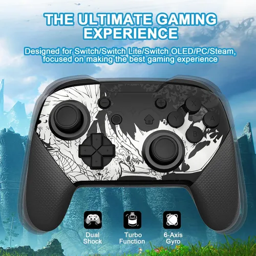 Vista 4 de Dritrip Wireless Pro Controller Compatible with SwitchSwitch LiteSwitch OLED, Switch Remote Gamepad with Joystick, Double Vibration, Wake-up and