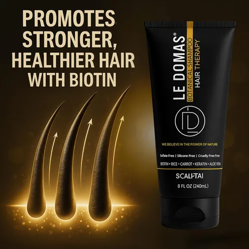Vista 5 de Le Modas Champú botánico para el crecimiento del cabello, champú natural sin sulfato con aloe vera y arroz, anticaspa y apoyo contra la pérdida