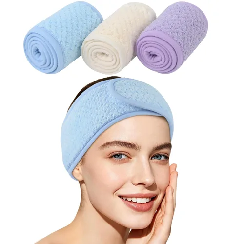 Vista 21 de SINLAND Diadema facial de spa ajustable para maquillaje, paquete de 3 3 multicolor