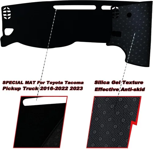 Vista 2 de Funda protectora para salpicadero interior compatible con Toyota Tacoma SR SR5 TRD Sport TRD Off-Road Limited y TRD Pro 2016-2023, protector