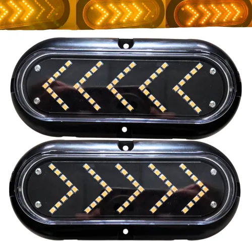 Vista 8 de Luz trasera de remolque de 6 pulgadas, color ámbar, 45 LED, secuencial, con flecha secuencial, para remolque, luces indicadoras de señal ovalada