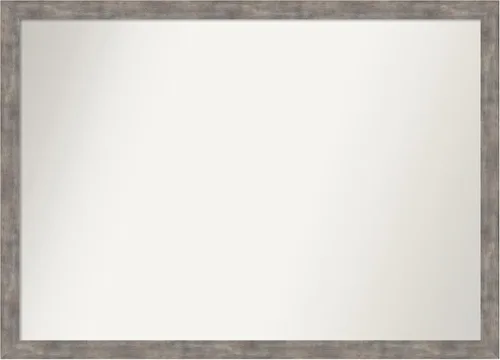 Vista 109 de Amanti Art Silver Bathroom Mirror for Over Sink, 26x45 Custom Made Marred Pewter Rectangle Vanity Mirror, Oversize Casual Wood Frame, Hangs Estaño