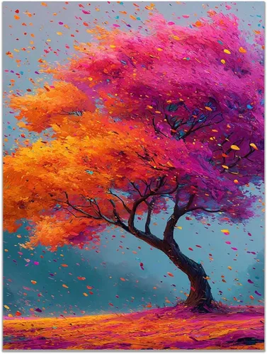 Vista 33 de VOCBAN Abstract Tree Landscape Painting On Canvas Poster Wall Artworks Pictures Living Room and Bedroom Picture Prints for Walls(blue blue 109