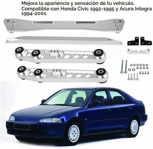 Vista 5 de Brazos de control inferiores traseros para 1992-1995, brazo de inclinación ajustable de aluminio CNC con buje mejorado, kit de brazo de control