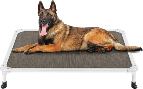 Vista 16 de Veehoo Cama elevada para perros a prueba de mordidas - Cuna elevada refrescante para mascotas - Marco de aluminio plateado y tela de malla