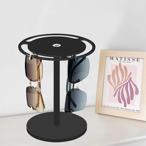 Vista 5 de Soporte de exhibición de acrílico giratorio para gafas de sol Negro