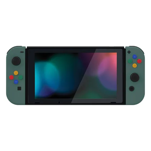 Vista 8 de eXtremeRate Soft Touch Grip Backplate for Nintendo Switch Console, NS Joycon Handheld Controller Housing with Colorful Buttons, DIY Replacement