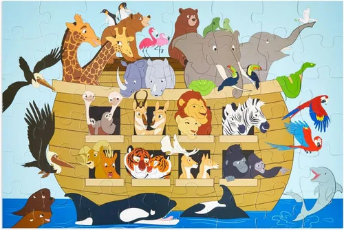 Vista 6 de BLUE PANDA Rompecabezas educativo de piso de aprendizaje - 48 piezas, 2 x 3 pies, multicolor, Arca de Noé - Aprendizaje preescolar y desarrollo
