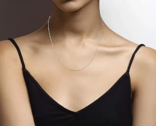 Vista 4 de Miabella 925 Sterling Silver Italian Singapore Bead Chain Station Necklace for Women Teen Made in Italy