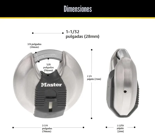 Vista 6 de Master Lock Magnum Candado de Disco de Acero Inoxidable de Servicio Pesado con Llaves, Cerradura de Almacenamiento de Servicio Pesado con Llave