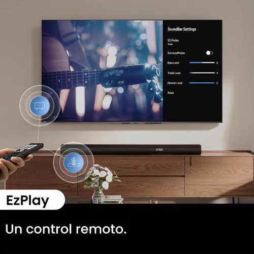 Vista 8 de Hisense AX3100Q Barra de sonido de 3.1 canales con subwoofer inalámbrico, Dolby Atmos, DTS:X, canal central, control de aplicación y control remoto