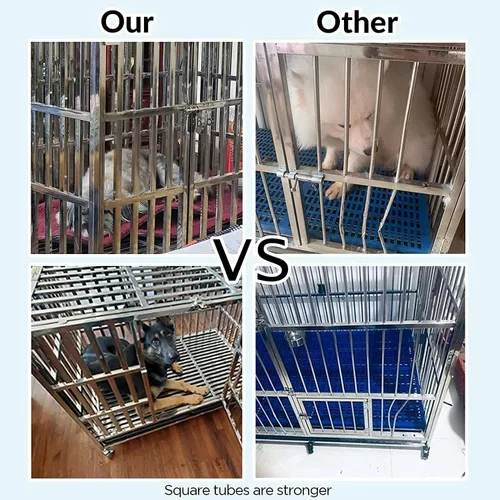 Vista 3 de Jaula para perros grandes, resistente e indestructible y a prueba de escapes, de 38 pulgadas, con bandejas de alambre y ruedas extraíbles, extra