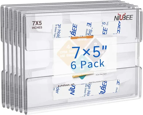 Vista 11 de NIUBEE Soporte de letrero acrílico de montaje en pared de 4 x 6 pulgadas con cinta adhesiva de doble cara para oficina, hogar, tienda, restaurante