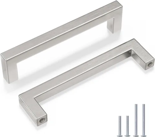 Vista 31 de Goldenwarm 1 paquete de manija cuadrada negra para cajones de gabinete de barra, de acero inoxidable, herrajes modernos para gabinetes de cocina