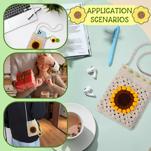 Vista 7 de Fedmut Kit de ganchillo para principiantes, kit de inicio de ganchillo Phonebag con tutoriales en video e hilos, gancho, accesorios