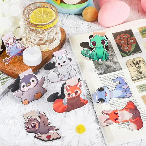 Vista 5 de Lindos Marcadores Magnéticos, Marcadores de Página de Animales, Marcadores de Libros para Niños, Amantes de los Libros, Estudiantes, Maestros