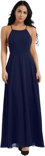 Vista 3 de YiZYiF - Vestido de fiesta de gasa para mujer sin espalda