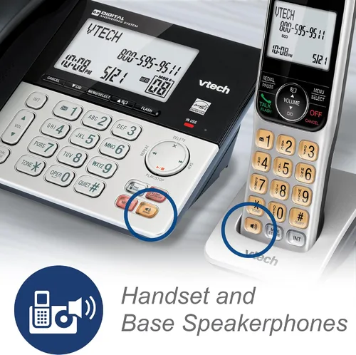 Vista 6 de VTech VG208 DECT 6.0 Teléfono con cable/inalámbrico para el hogar con contestador, bloqueo de llamadas, identificación de llamadas, pantalla