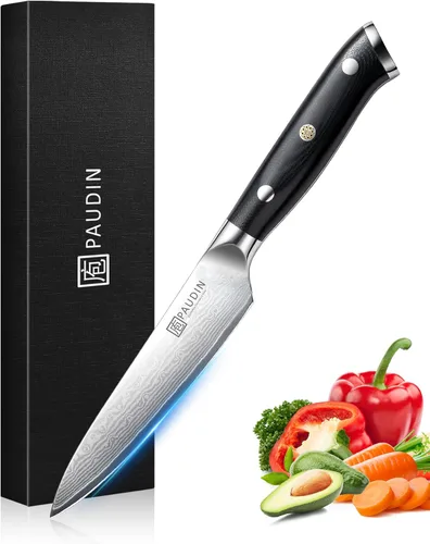Vista 10 de PAUDIN Cuchillo de chef de Damasco, cuchillo de cocina de 8 pulgadas, cuchillo de acero de Damasco de 67 capas, núcleo japonés VG10, cuchillo