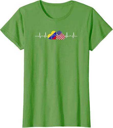 Vista 3 de Camiseta Venezuela American Heartbeat para mujer, Negro, S