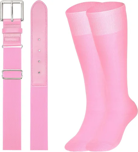 Vista 18 de XZQTIVE Conjunto combinado de calcetines de béisbol y softbol y cinturón de béisbol y sóftbol, calcetines de fútbol hasta la rodilla para niños