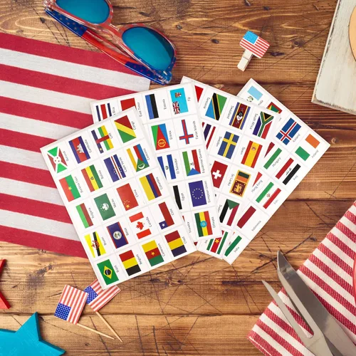 Vista 4 de 960 calcomanías de bandera del mundo, 192 banderas de países del mundo, mini calcomanías de bandera nacional para planificador escolar, álbum