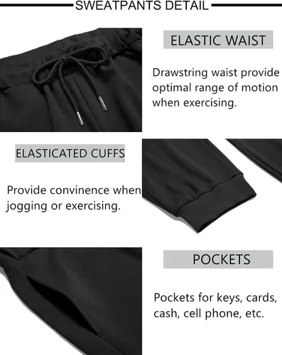Vista 5 de COOFANDY Conjunto deportivo de 2 piezas de manga larga para hombre, conjunto casual con capucha