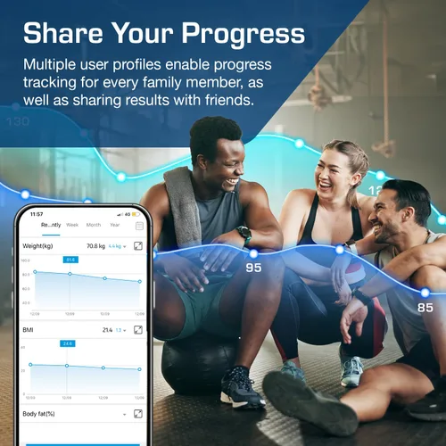 Vista 9 de Active Era Báscula digital Bluetooth de baño para peso y grasa corporal, báscula de pista de ajuste que calcula el IMC, el porcentaje de grasa